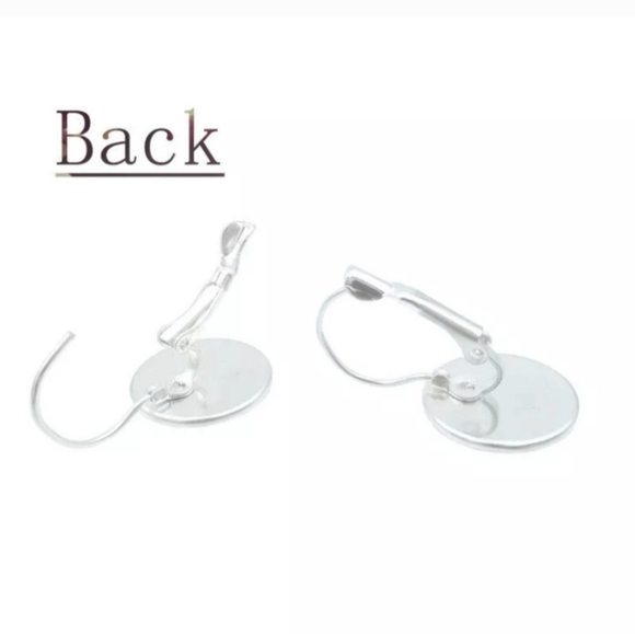 New OM Symbol Glass Cabochon Silver Lever Back Earrings. - Picture 2 of 3